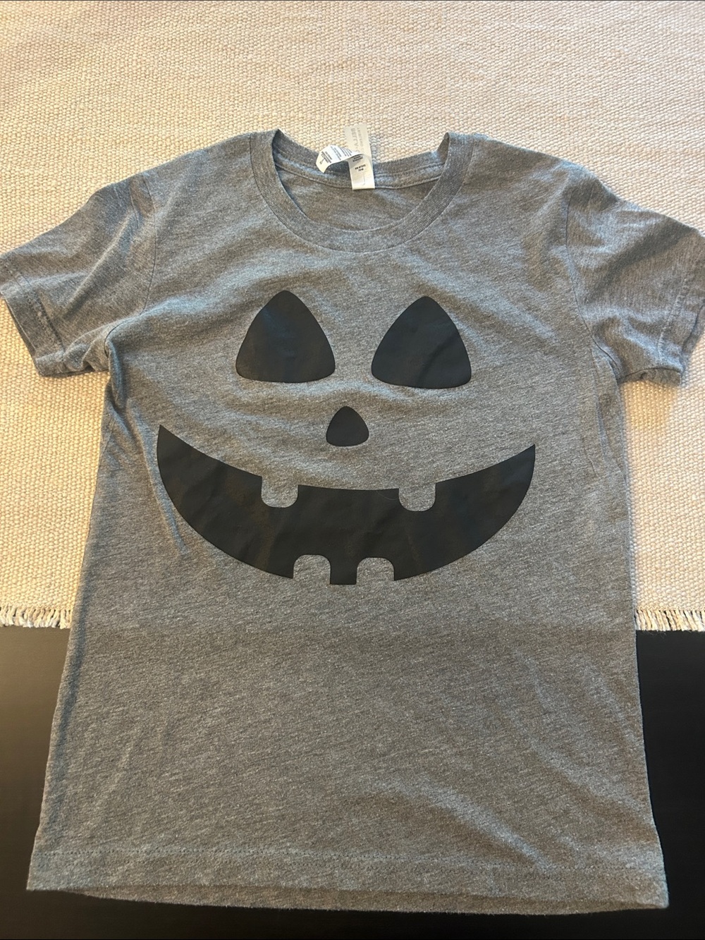 Bella Canvas Grey Tee with Black Jack-O'-Lantern Face